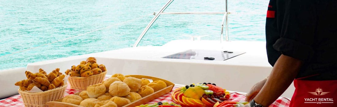food items on yacht
